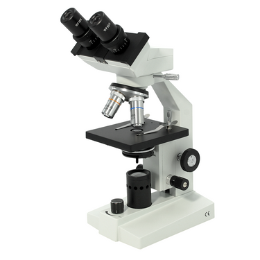 40X-1000X Biological Compound Microscope, Binocular, LED Light, Brightfield, 10X Pointer Eyepieces, SKU BM05030221, three quarter front view