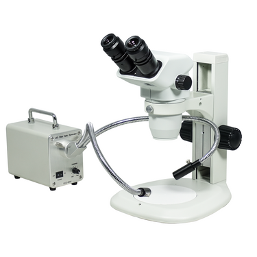 6.7-45X LED Light Track Stand Binocular Zoom Stereo Microscope, SKU SZ02060029, three quarter front view