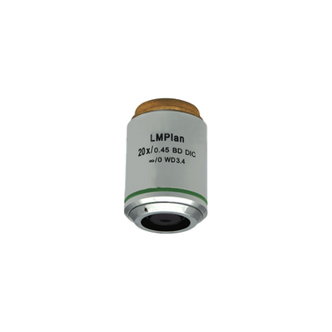20X Infinity-Corrected Long Working Distance LM Plan Achromatic Dark Field Metallurgical Microscope Objective Lens Working Distance 3.4mm, SKU DF05163431, three quarter front view