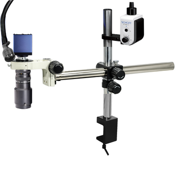 1-6X 2.0 Megapixels CMOS LED Light Boom Stand Video Zoom Microscope, SKU MZ02110406, three quarter front view