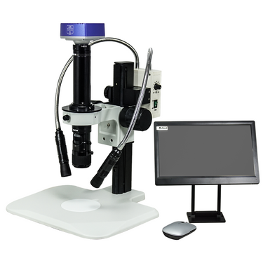 0.58-7X 8 Megapixels CMOS LED Light Track Stand Video Zoom Microscope, SKU MZ02130202, three quarter front view