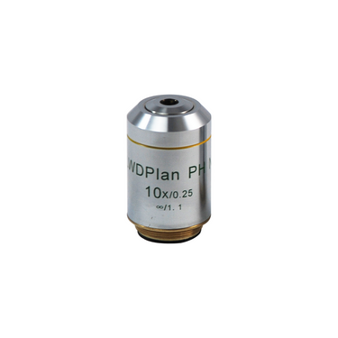10X Infinity-Corrected (Plan PH N) Long Working Distance Achromatic Negative Phase Contrast Microscope Objective Lens Working Distance 9.5mm, SKU PH03033332, three quarter front view
