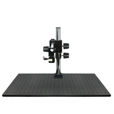 300x450x13mm Horizontal Arm Length 570mm Vertical Post Height 384mm Dual Arm Boom Stand with Optical Breadboard Base, SKU ST02061111, three quarter front view