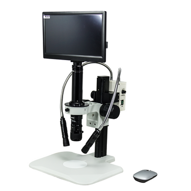 0.58-7X 2.0 Megapixels CMOS LED Light Track Stand Video Zoom Microscope, SKU MZ02130205, three quarter front view