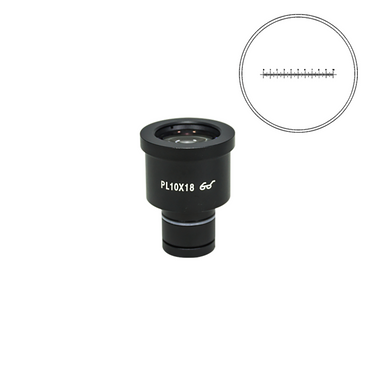 10mm/100 Div Eyepiece Field of View Dia. 18mm 10X Reticle Eyepiece ( Dia. 23.2/FN18), SKU BM02011231, three quarter front view