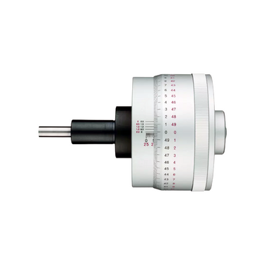 0-1″ Mechanical Micrometer Head Graduation 0.00001″ 1" Flat Mechanical Micrometer Head (Thimble Diameter: Dia. 85.5mm, Spindle Diameter: Dia. 8mm, Bidirectional Grad), SKU Mitutoyo-153-302, three quarter front view