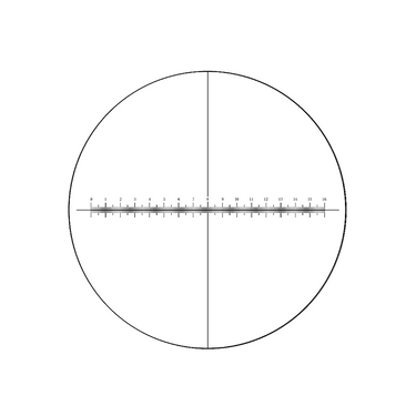 16mm/160 Div X-Axis Cross Hair Scale Reticle ( Dia. 19mm), SKU RT20103111, three quarter front view