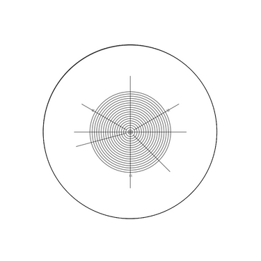 Concentric Circles Reticle ( Dia. 15mm), SKU RT20112112, three quarter front view