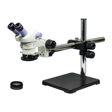 3.5-30X Polarizing LED Light Boom Stand Binocular Zoom Stereo Microscope, SKU SZ02080424, three quarter front view