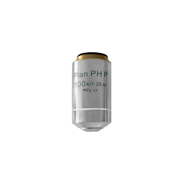 100X Infinity-Corrected (Plan PH P) Achromatic Positive Phase Contrast Microscope Objective Lens Working Distance 0.17mm, SKU PH03023831, three quarter front view