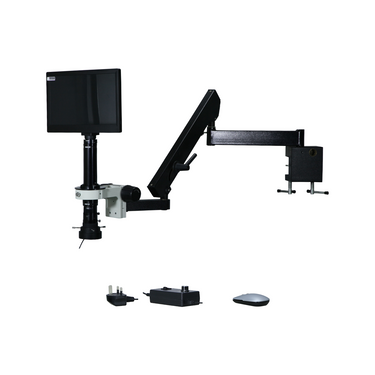 0.58-7X 2.0 Megapixels CMOS LED Light Flexible Arm Video Zoom Microscope, SKU MZ02130707, three quarter front view