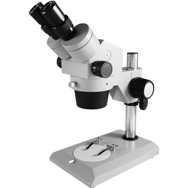 6.5X-45X Widefield Zoom Stereo Microscope, Binocular, Post Stand, SKU SZ07030121, three quarter front view