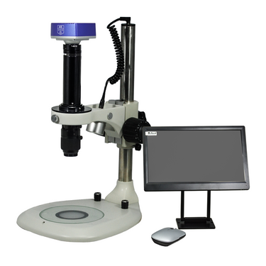 0.58-7X 8 Megapixels CMOS Post Stand LED Dual Illuminated Light Video Zoom Microscope, SKU MZ02130112, three quarter front view