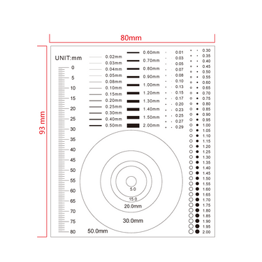 80mm/160 Div Multiple Scale Film Ruler, SKU RT02420611, three quarter front view