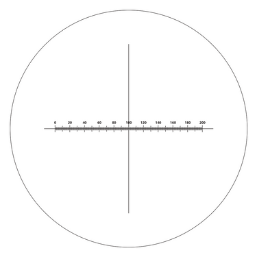 10mm/200 Div X-Axis Cross Hair Scale Reticle ( Dia. 20mm), SKU RT20103124, three quarter front view