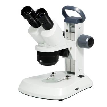10X/20X/40X Track Stand LED Dual Illuminated Light 10X/20X/40X Binocular Multiple Power Stereo Microscope, SKU FS12160201, three quarter front view