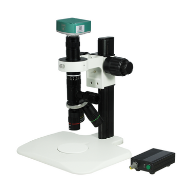 1.5-50X 2.0 Megapixels CMOS Track Stand Nosepiece Video Zoom Microscope, SKU MZ02370232, three quarter front view