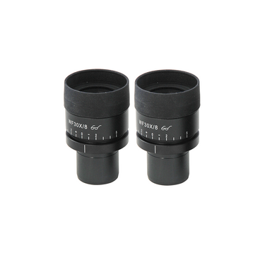 WF 30X Widefield Focusable Microscope Eyepieces, High Eyepoint, 30mm, FOV 8mm, Adjustable Diopter (Pair), SKU SZ05023821, three quarter front view