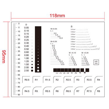 90mm/180 Div Multiple Scale Film Ruler, SKU RT02420602, three quarter front view