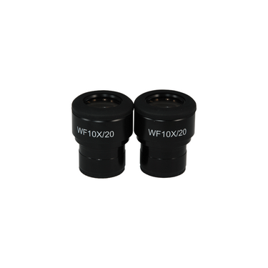 WF 10X Widefield Focusable Microscope Eyepieces, High Eyepoint, 30mm, FOV 20mm, Adjustable Diopter (Pair), SKU SZ04013221, three quarter front view