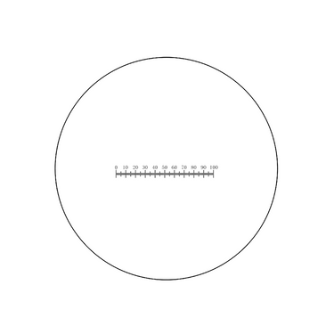 5mm/100 Div. Single Line Reticle ( Dia. 19mm), SKU RT20101122, three quarter front view