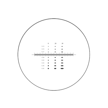 14mm/140 Div Multiple Scale Reticle ( Dia. 26mm), SKU RT20122172, three quarter front view