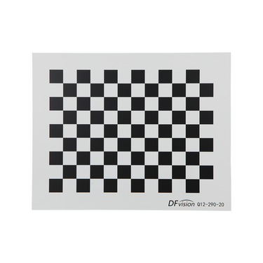 Manufacturing Precision ±0.5μm White Glass Checkerboard Calibration Target (290x230mm 12x9), SKU CT20020101, three quarter front view