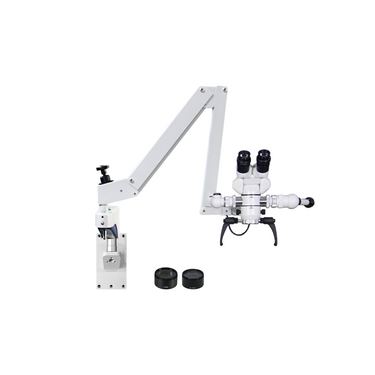 4X/6X/6.5X/10X/10.5X/16X LED Coaxial Reflection Light Pneumatic Arm Wall Mount Trinocular Parallel Multiple Power Operation Surgical Microscope, SKU SM51010136, three quarter front view