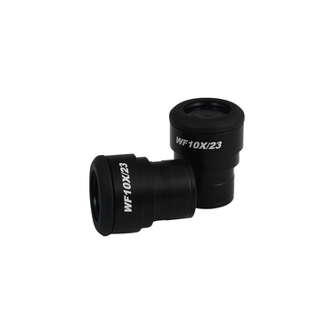 WF 10X Widefield Focusable Microscope Eyepieces, High Eyepoint, 30mm, FOV 23mm, Adjustable Diopter (Pair), SKU SZ04033221, three quarter front view