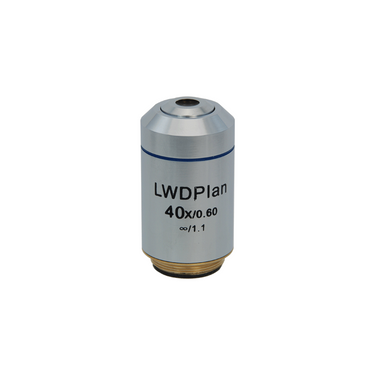 40X Infinity-Corrected Long Working Distance Plan Achromatic Microscope Objective Lens Working Distance 3.77mm, SKU BM03033531, three quarter front view