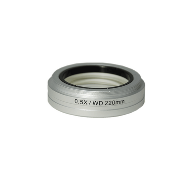 0.5X Auxiliary Objective Barlow Lens for SZ0901 Zoom Stereo Microscope, Screw Thread:M55x0.75mm, SKU SZ09014231, three quarter front view