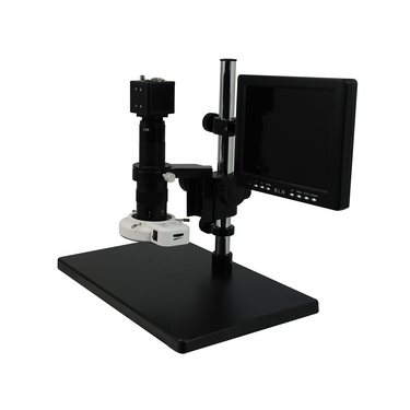 0.25-1.58X 2.0 Megapixels CMOS LED Light LED Reflection Light Post Stand Video Zoom Microscope, SKU MZ19020104, three quarter front view