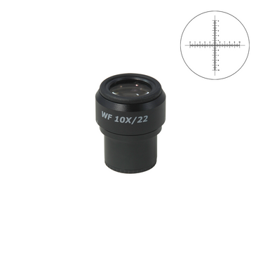 10mm/100 Div Eyepiece Field of View Dia. 22mm 10X Reticle Adjustable Eyepiece ( Dia. 30/FN22), SKU SZ17013242, three quarter front view
