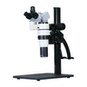 5-50X Curved Arm Stand Trinocular Parallel Zoom Stereo Microscope, SKU PZ02020171, three quarter front view