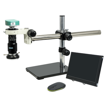 1-6X 2.0 Megapixels CMOS LED Light Boom Stand Video Zoom Microscope, SKU MZ02110403, three quarter front view