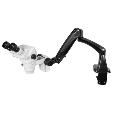6.7-45X Pneumatic Arm Binocular Zoom Stereo Microscope, SKU SZ02020721, three quarter front view