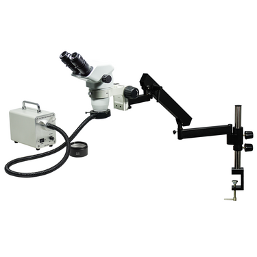 3.35-45X LED Light Flexible Arm Binocular Zoom Stereo Microscope, SKU SZ02060726, three quarter front view