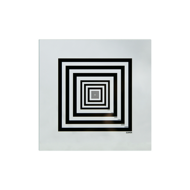 Manufacturing Precision ±1μm Glass Concentric Square Ring Calibration Target (3x3″), SKU CT20040102, three quarter front view