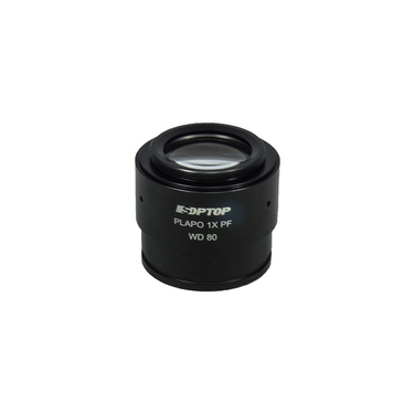 Objective Working Distance 80mm 1X Infinity Plan Apochromatic Objective, SKU PZ05024431, three quarter front view