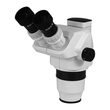 6.7-45X Zoom Ratio 1:6.7 Eyepiece Field of View Dia. 22mm Objective Working Distance 100mm 50/50 True-Trinocular Zoom Body, SKU SZ05011151, three quarter front view