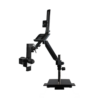 Microscope and Monitor Arm, Heavy Base Post Stand, N Adapter Focus Rack, SKU ST02071823, three quarter front view