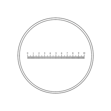 10mm/100 Div Single Line Reticle ( Dia. 19mm), SKU RT20101123, three quarter front view