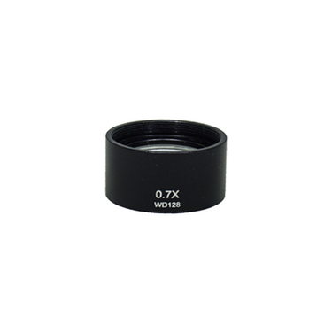 Objective Working Distance 128mm 0.7X Objective, SKU MZ19034311, three quarter front view