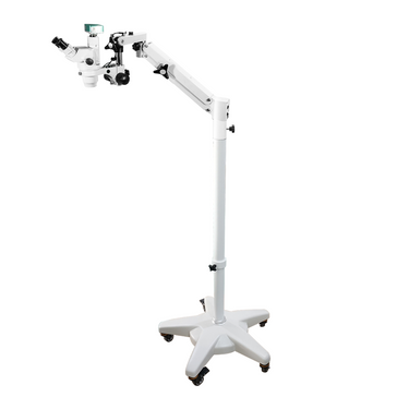 2.0 Megapixels 6.7-45X CMOS Pneumatic Arm Trinocular Zoom Stereo Microscope, SKU SZ02020792, three quarter front view