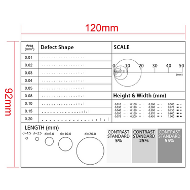 5mm/10 Div, 5mm/5 Div, 40mm/4 Div Multiple Scale Film Ruler, SKU RT02420614, three quarter front view