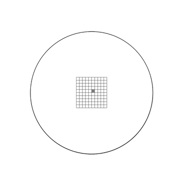 5x5mm/10x10 Net Grid, 0.5x0.5mm/5x5 Net Grid Net Grid Reticle ( Dia. 26mm), SKU RT20105172, three quarter front view