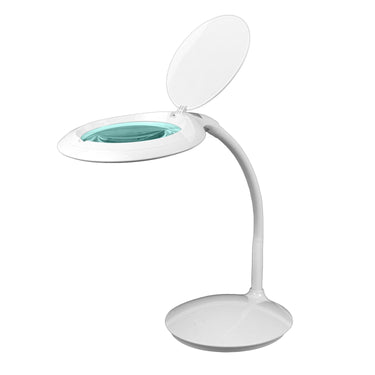5 Diopter (2.25X) LED Desk Magnifying Lamp, Adjustable Metal Gooseneck for Technicians, Cell Phone, Watch Repairs, SKU MG16201211, three quarter front view