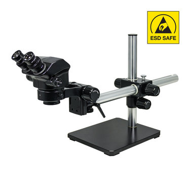 7-50X ESD Safe Boom Stand ESD Binocular Zoom Stereo Microscope, SKU SZ19040441, three quarter front view
