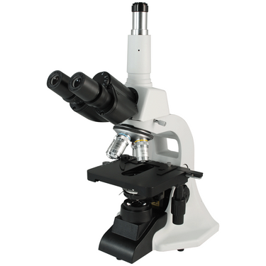 40X-1000X Biological Compound Laboratory Microscope, Trinocular, LED Light, Finite, SKU BM04010301, three quarter front view