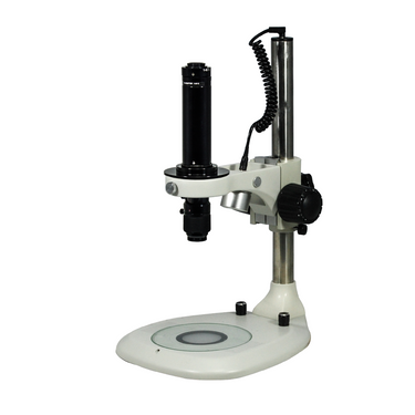 0.58-7X Post Stand LED Dual Illuminated Light Video Zoom Microscope, SKU MZ02130111, three quarter front view